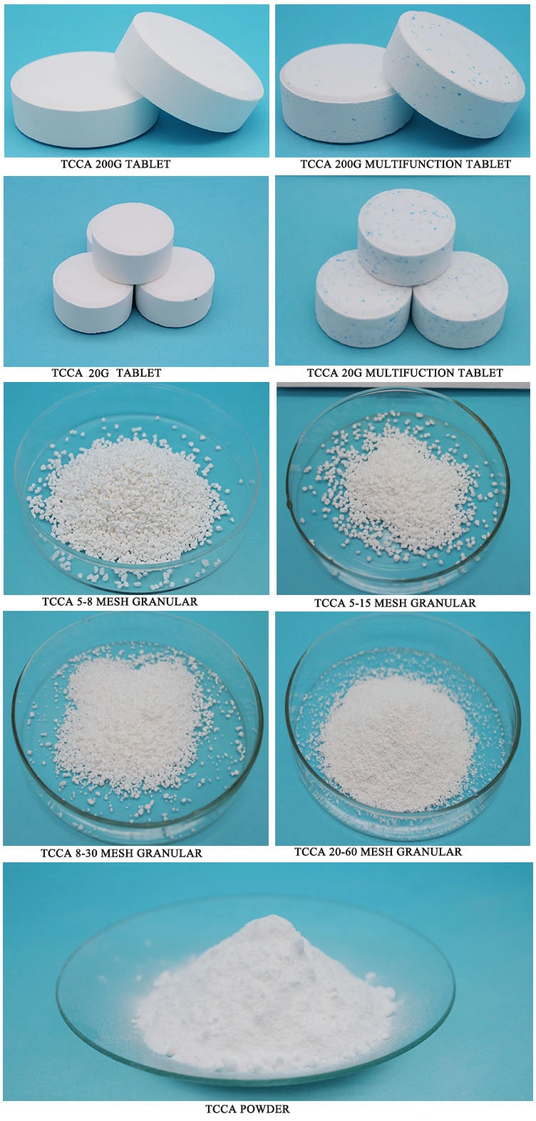 200g 90% Chlorine TCCA Pool Chemical for Disinfectant Water Treatment