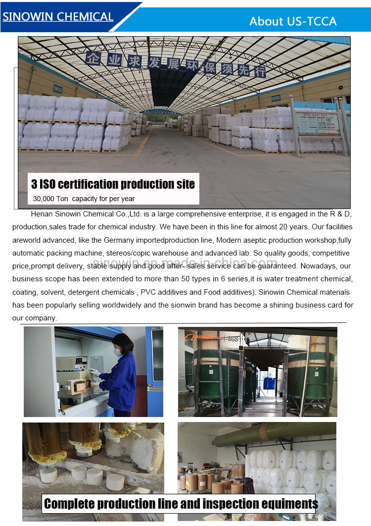 Water Treatment Disinfected Chemicals 8-30 5-8 Mesh 90% Granular Powder Tablet Chlorine Trichloroisocyanuric Acid TCCA