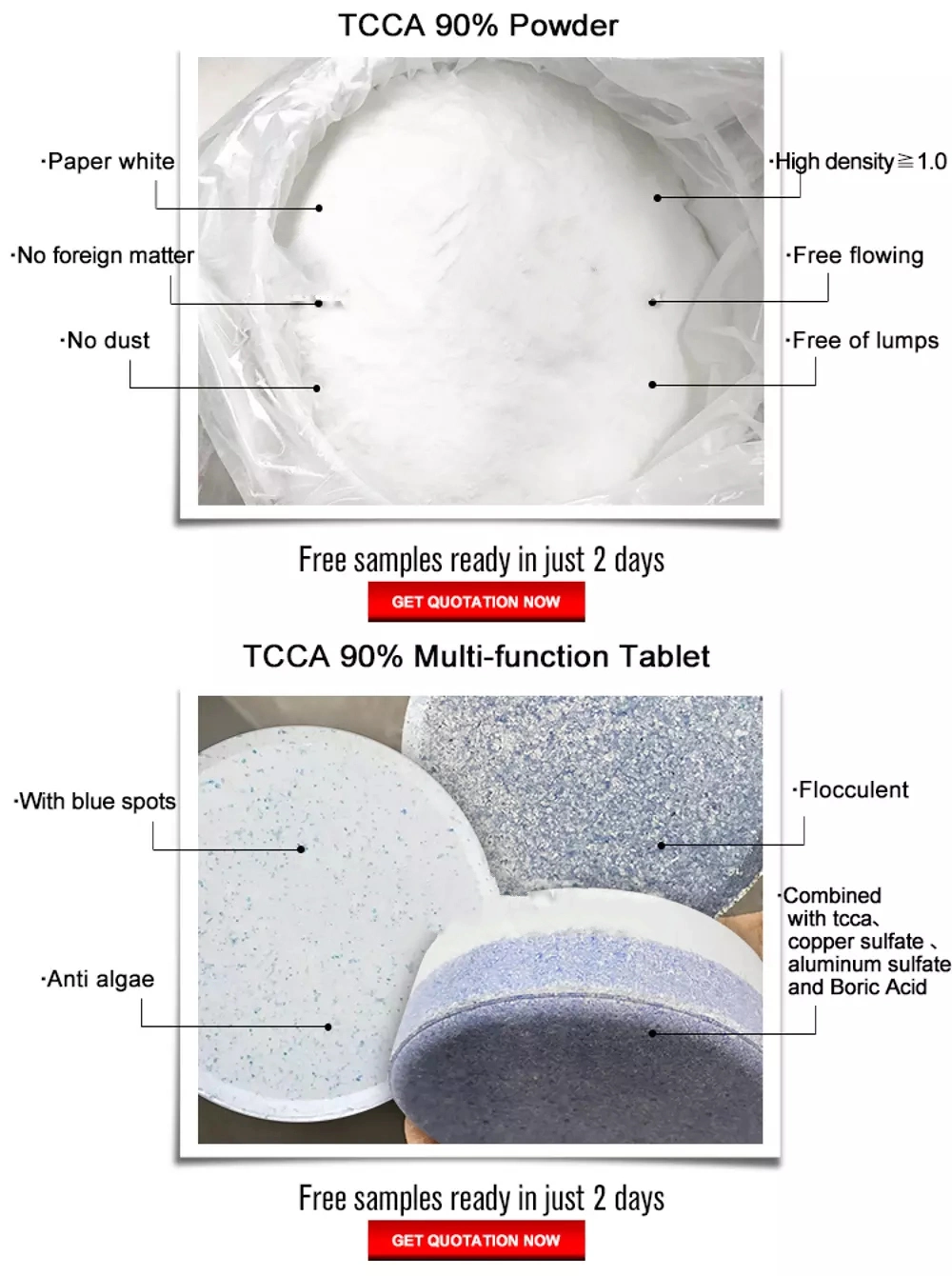 Trichloroisocyanuric Acid Chlorine 200g/20g Tablets TCCA